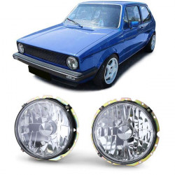 Fari vetro trasparente H4 cromo per VW Golf 1 74-83 Cabrio 83-93