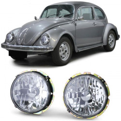 RACES fari anteriori per VW Beetle + Convertible 73 (H4), trasparente, cromo