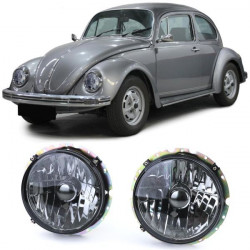 RACES fari anteriori per VW Beetle + Convertible 73 (H4), nero-fumé, trasparente