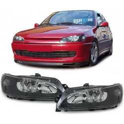 RACES fari anteriori per Peugeot 306 97, trasparente, nero