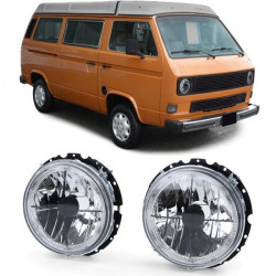 Fari Vetro Trasparente Angel Eyes con mirrino Nero per VW T2 73-79 + T3 79-92