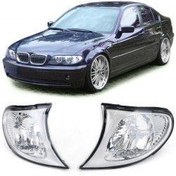 RACES frecce anteriori per BMW 3 Series E46 Sedan Touring 01-05, trasparente, cromo