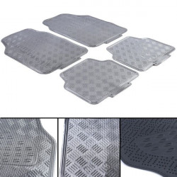 Tappetini in gomma per auto universali in alluminio checker plate ottica 4 pezzi cromo carbon