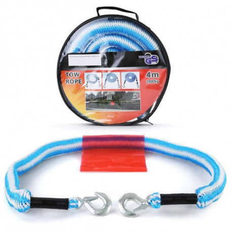 Ganci e cinghie di traino Corda di traino di sicurezza per auto Elastica 4 Meter 2000 kg 2T Blu Bianco | race-shop.it