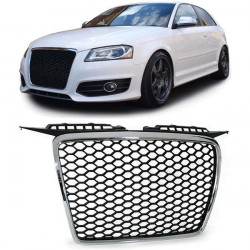 Griglia sportiva a nido d`ape Nero cromo per Audi A3 8P 05-08
