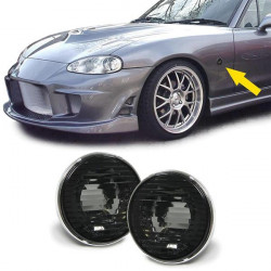 Vetro di indicatore di direzione laterale Trasparente Nero con bordo cromato per Mazda MX5 NA NB NBFL 90-05